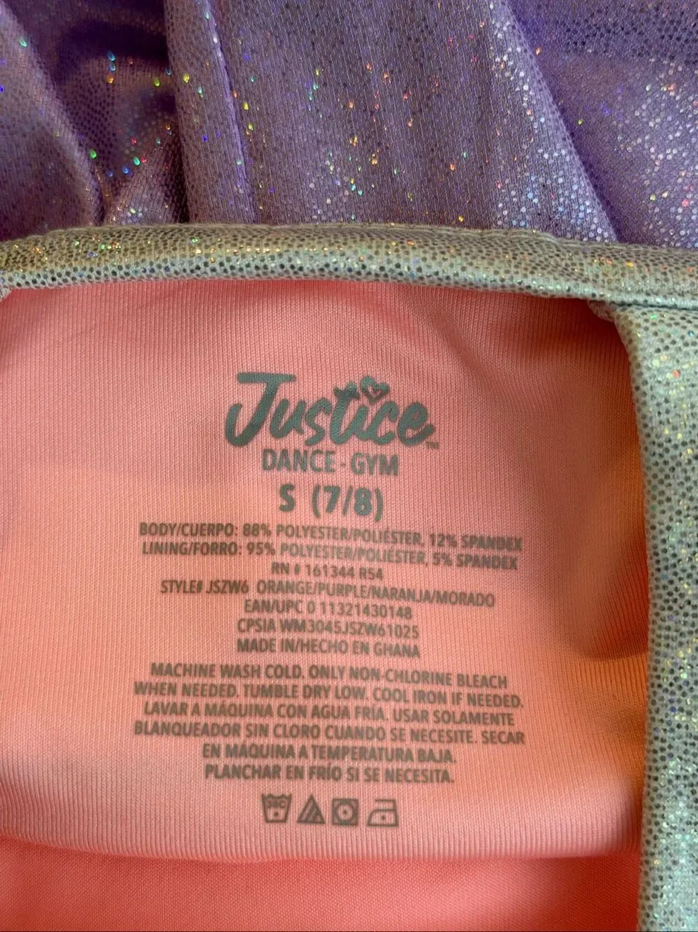 Justice leotard with hair scrunchie size 6-7